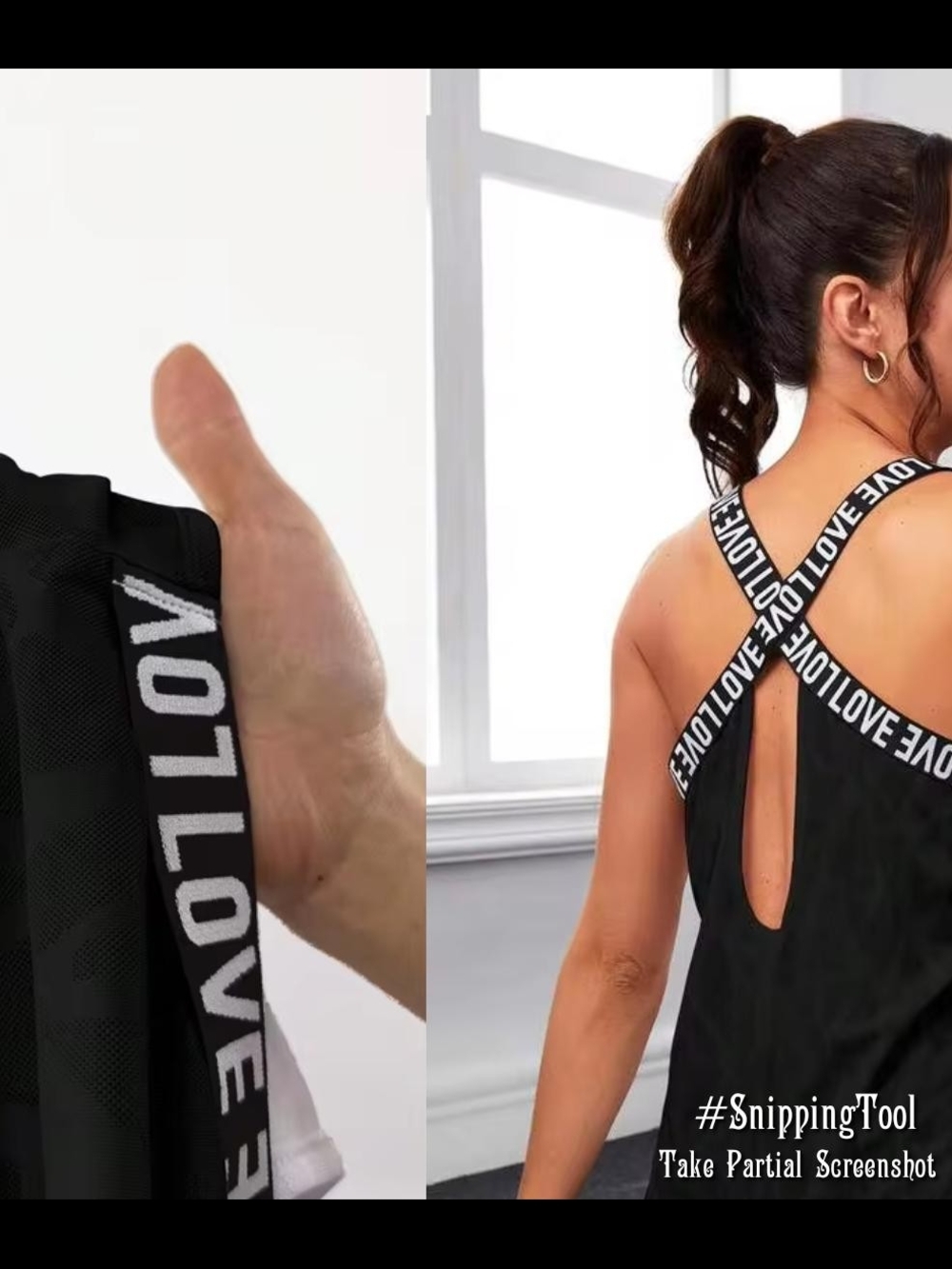 SHEIN Black Tank Top with LOVE Strap Detail